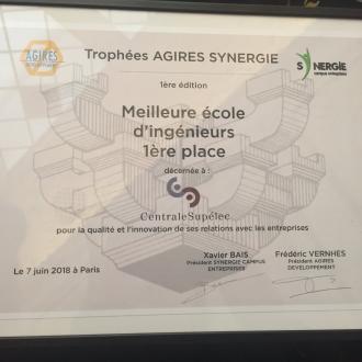 Centralesupelec meilleure école d'ingénieur pour ses relations entreprises