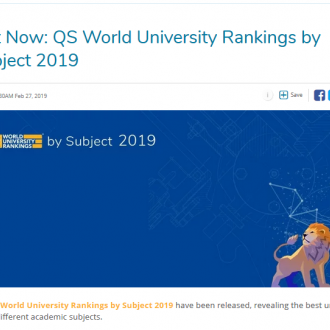 CentraleSupélec in the Top 100 of the 2019 QS rankings by subject